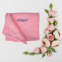 Load image into Gallery viewer, 'Pink' Personalised Cotton Knitted Blanket