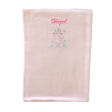 Load image into Gallery viewer, Pink Girl Personalised Embroidered Bamboo Bassinet/ Pram Blanket