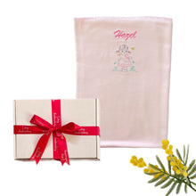 Load image into Gallery viewer, Pink Girl Personalised Embroidered Bamboo Bassinet/ Pram Blanket