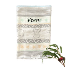 Load image into Gallery viewer, Personalised Australiana Reversible Woven Huggee Baby Blanket