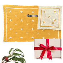 Load image into Gallery viewer, Personalised Gold Cotton Knitted Reversible Star Blanket