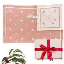 Load image into Gallery viewer, Personalised Dusty Pink Cotton Knitted Reversible Star Blanket