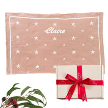 Load image into Gallery viewer, Personalised Dusty Pink Cotton Knitted Reversible Star Blanket