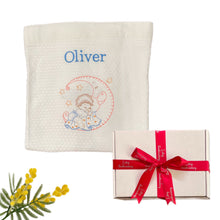 Load image into Gallery viewer, 'Blue Moon' Personalised Embroidered Bamboo Waffle Blanket Baby Gift