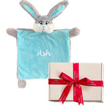 Load image into Gallery viewer, "Bandit" Bunny & Blue Bebi Bunny Snuggle Comforter - 2 Piece Personalised Gift Set