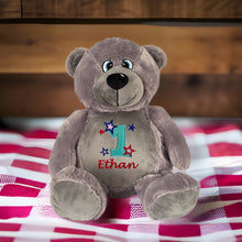 Load image into Gallery viewer, "Buzz" Grey Teddy Bear Personalised Plush
