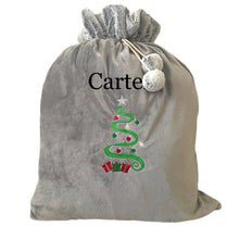 Load image into Gallery viewer, Personalised Plush Grey Embroidered Christmas Santa/Gift Sack