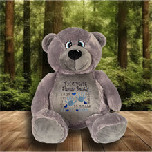 Load image into Gallery viewer, "Buzz" Grey Teddy Bear Personalised Plush