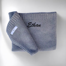 Load image into Gallery viewer, 'Grey' Personalised Cotton Knitted Blanket