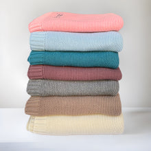Load image into Gallery viewer, 'Tan' Personalised Cotton Knitted Blanket