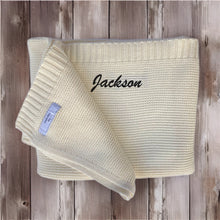 Load image into Gallery viewer, 'Cream' Personalised Cotton Knitted Blanket