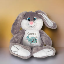 Load image into Gallery viewer, "Bandit" Grey Bunny Personalised Plush