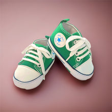 Load image into Gallery viewer, Personalised Pink Cotton Pink Wrap & Canvas Baby Shoes - 2 Piece Personalised Gift Set