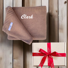 Load image into Gallery viewer, 'Tan' Personalised Cotton Knitted Blanket