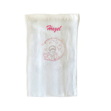 Load image into Gallery viewer, 'Pink Moon' Personalised Embroidered White Bamboo Waffle Blanket Gift