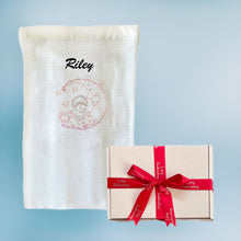 Load image into Gallery viewer, 'Pink Moon' Personalised Embroidered White Bamboo Waffle Blanket Gift