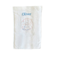 Load image into Gallery viewer, 'Blue Moon' Personalised Embroidered Bamboo Waffle Blanket Baby Gift