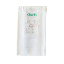 Load image into Gallery viewer, 'Green Moon' Personalised Embroidered Bamboo Waffle Blanket Baby Gift
