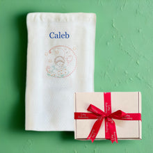 Load image into Gallery viewer, 'Green Moon' Personalised Embroidered Bamboo Waffle Blanket Baby Gift