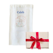 Load image into Gallery viewer, 'Green Moon' Personalised Embroidered Bamboo Waffle Blanket Baby Gift
