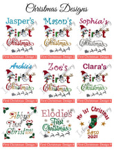 Load image into Gallery viewer, Frosty Snowman Plush, Personalised Bamboo Muslin, Personalised Christmas Stocking & Cotton Socks- 4 Piece Personalised Christmas Gift Set