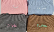 Load image into Gallery viewer, 'Brown' Large Personalised Egyptian Cotton Knitted Unisex Baby Blanket