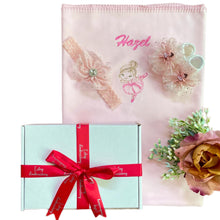 Load image into Gallery viewer, Bamboo Embroidered Blanket & Diamanté Headband & Ballerina Sock Set - 2 Piece Personalised Gift Set