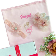 Load image into Gallery viewer, Bamboo Embroidered Blanket & Diamanté Headband & Ballerina Sock Set - 2 Piece Personalised Gift Set