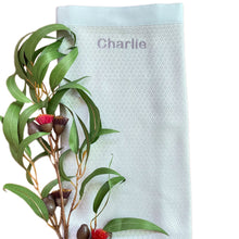 Load image into Gallery viewer, Personalised Bamboo Waffle Blanket & Bamboo Muslin Swaddle - 2 Piece Personalised Gift Set