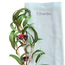 Load image into Gallery viewer, Mint Personalised Bamboo Waffle Blanket Baby Gift