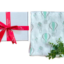 Load image into Gallery viewer, ' Balloons & Bunnies' Personalised Bamboo Muslin