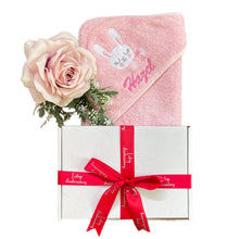 Load image into Gallery viewer, Pink Bunny Personalised Cotton Hooded Towel