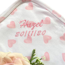 Load image into Gallery viewer, Pink Hearts Personalised 100% Cotton Wrap