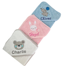 Load image into Gallery viewer, White Teddy Personalised Cotton Hooded Towel