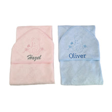 Load image into Gallery viewer, Blue Teddy Bear Personalised Bamboo Hooded Towel
