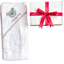 Load image into Gallery viewer, White Teddy Personalised Cotton Hooded Towel
