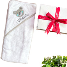 Load image into Gallery viewer, White Teddy Personalised Cotton Hooded Towel