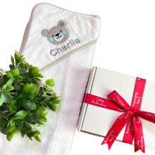 Load image into Gallery viewer, White Teddy Personalised Cotton Hooded Towel