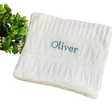 Load image into Gallery viewer, Embroidered Christmas Stocking & Personalised Bamboo Knitted Blanket- 2 Piece Personalised Christmas Gift Set