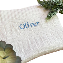 Load image into Gallery viewer, White Personalised Bamboo Knitted Blanket