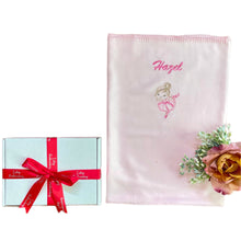 Load image into Gallery viewer, Pink Ballerina Personalised Embroidered Bamboo Bassinet/ Pram Blanket
