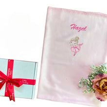 Load image into Gallery viewer, Pink Ballerina Personalised Embroidered Bamboo Bassinet/ Pram Blanket