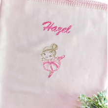 Load image into Gallery viewer, Pink Ballerina Personalised Embroidered Bamboo Bassinet/ Pram Blanket