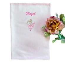 Load image into Gallery viewer, Pink Ballerina Personalised Embroidered Bamboo Bassinet/ Pram Blanket