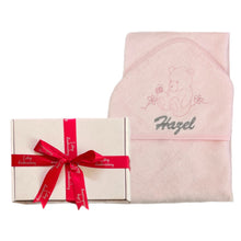 Load image into Gallery viewer, Pink Teddy Bear Personalised Bamboo Hooded Towel