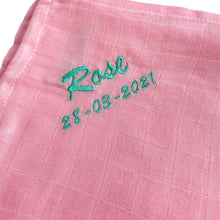Load image into Gallery viewer, ' Pink ' Personalised Bamboo Muslin