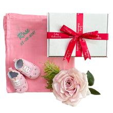 Load image into Gallery viewer, Pink Bamboo Muslin & Canvas Soft Soled Baby Shoes - 2 Piece Personalised Gift Set