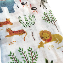 Load image into Gallery viewer, ' Zoo ' Personalised Bamboo Muslin