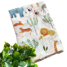 Load image into Gallery viewer, ' Zoo ' Personalised Bamboo Muslin