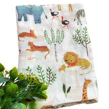 Load image into Gallery viewer, ' Zoo ' Personalised Bamboo Muslin